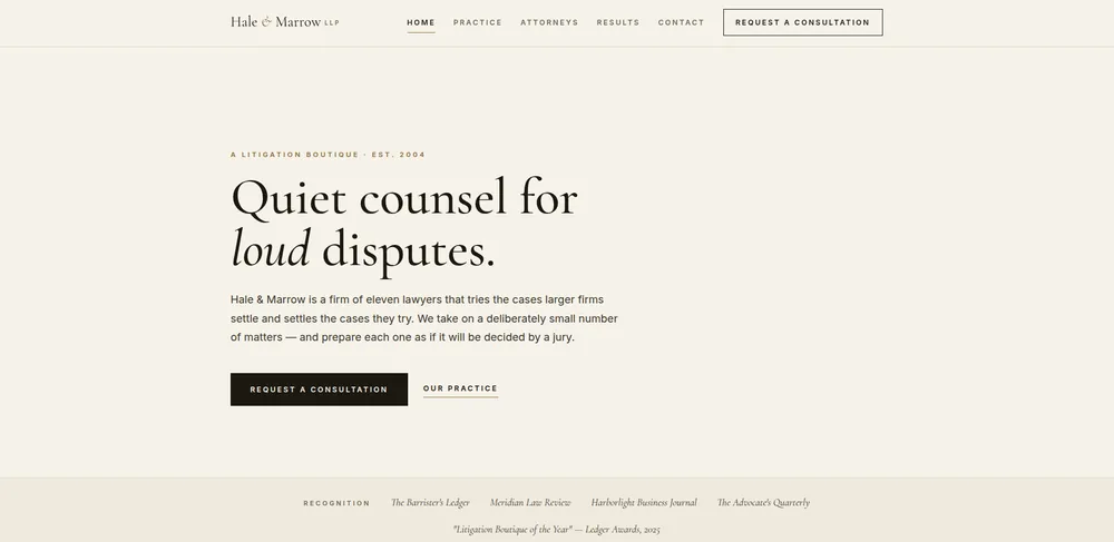 Hale & Marrow law firm website