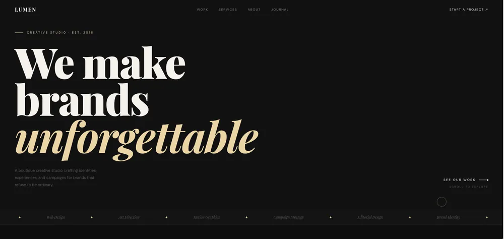 Lumen creative studio website