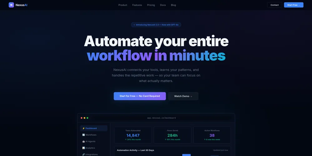 NexusAI SaaS platform website