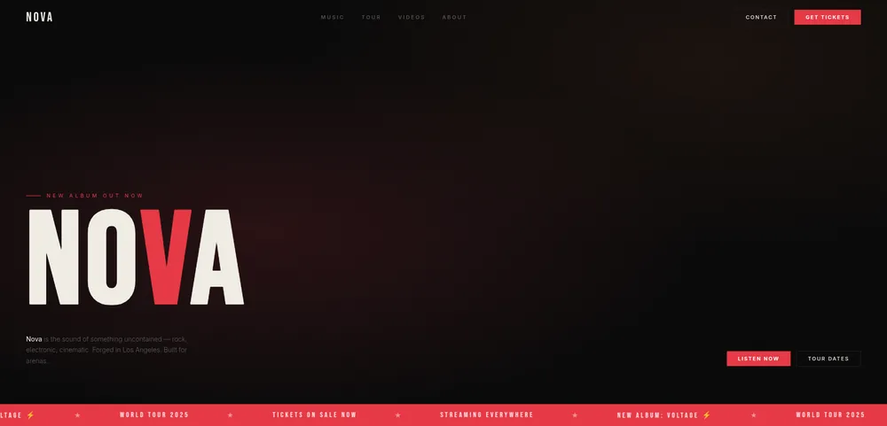 Nova music artist website