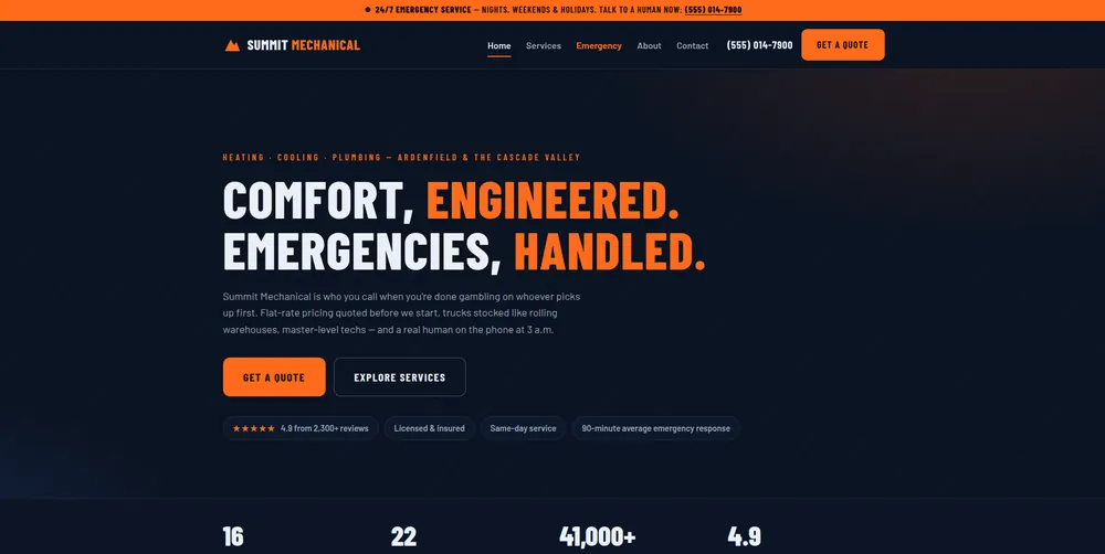 Summit Mechanical HVAC & plumbing website